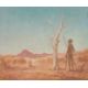 GILBERT THOMAS MEREDITH ROACH (AUSTRALIAN 1895-1978) AN ABORIGINAL HUNTSMAN IN A LANDSCAPE - Image 1 of 2