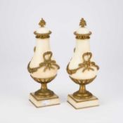 A PAIR OF LOUIS XVI STYLE GILT-METAL MOUNTED MARBLE CASSOLETTES