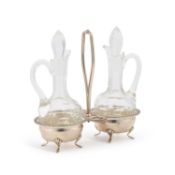 A 20TH CENTURY ITALIAN SILVER OIL AND VINEGAR CRUET