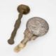 A CHINESE SILVER AND JADE HAND-MIRROR AND A CHINESE CLOISONNÉ RUYI SCEPTRE - Image 3 of 8