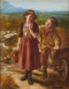 WILLIAM HEMSLEY RBA (1819-1906) A BOY AND A GIRL ON A COUNTRY LANE