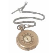 A GOLD PLATED WALTHAM HALF HUNTER POCKET WATCH