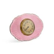 A PINK ENAMEL STRUT CLOCK