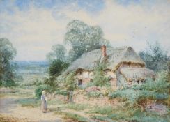 HARRY SYLVESTER STANNARD RBA (1870-1951) THATCHED COTTAGE LANDSCAPE