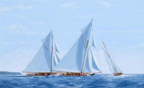 JAMES MILLER (BORN 1962) LULWORTH, BRITANNIA AND WHITE HEATHER II RACING ON THE SOLENT 1926
