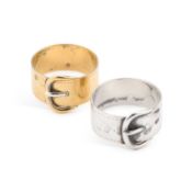 TWO FRENCH SILVER NAPKIN RINGS, RETAILED BY HERMÉS