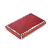 A CONTINENTAL SILVER AND RED ENAMEL CASE
