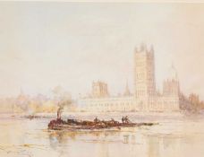 FRANK WASLEY (1848-1934) THE HOUSES OF PARLIAMENT FROM LAMBETH
