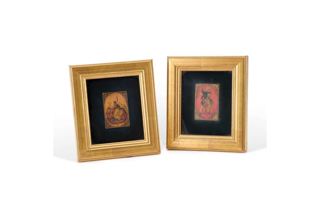 A PAIR OF LACQUER PLAYING CARDS DEPICTING FIGURES IN EROTIC EMBRACES, QAJAR, PERSIA, 19TH CENTURY - Image 1 of 4