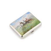 A VICTORIAN SILVER AND ENAMEL CIGARETTE CASE