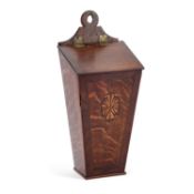 A GEORGE III INLAID OAK CANDLE BOX