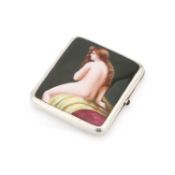 A CONTINENTAL SILVER AND ENAMEL CIGARETTE CASE