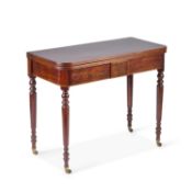 AN EARLY 19TH CENTURY MAHOGANY FOLDOVER TEA TABLE