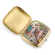 A RARE CONTINENTAL SILVER AND ENAMEL CIGARETTE CASE WITH SECRET OPENING