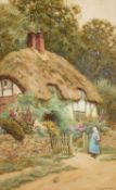 ARTHUR CLAUDE STRACHAN (1865-1930) GIRL AT THE COTTAGE GATE