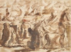 ATTRIBUTED TO REGINALD MARSH (AMERICAN 1898-1954) SKETCH OF PEOPLE ON THE BEACH, POSSIBLY CONEY ISLA
