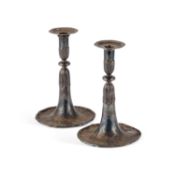 A PAIR OF MID-18TH CENTURY SWISS SILVER CANDLESTICKS