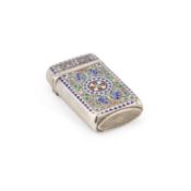 A CONTINENTAL SILVER AND CHAMPLEVÉ ENAMEL VESTA CASE