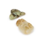 A CHINESE JADE 'LINGZHI' CARVING AND A 'GOURD' CARVING