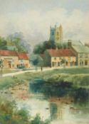 ALICE E ARTHUR (1886-1940) A VILLAGE SCENE, PROBABLY IN NORTHUMBERLAND