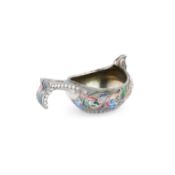 A RUSSIAN SILVER AND ENAMEL KOVSH