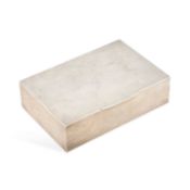 AN ART DECO SILVER CIGAR BOX