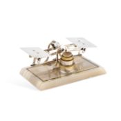 A SET OF GEORGE V SILVER-MOUNTED DESK SCALES