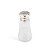 A GEORGE V SILVER-TOPPED CUT-GLASS SUGAR SIFTER