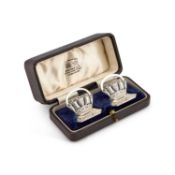 A PAIR OF GEORGE V SILVER MENU HOLDERS