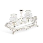 A VICTORIAN SILVER INKSTAND