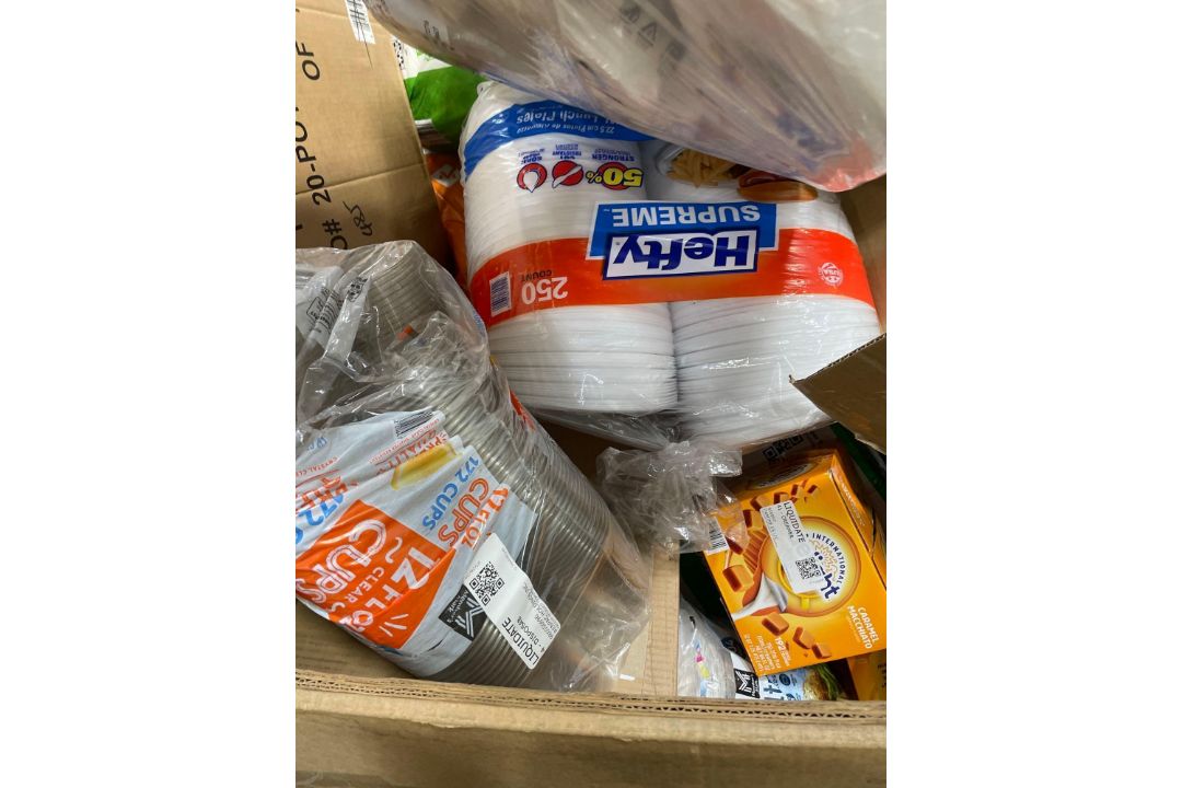 big box store in box: bounter, Coffee creamer, Dog treats, suitcase, towels, Cups, plates, wagon, an - Image 8 of 8