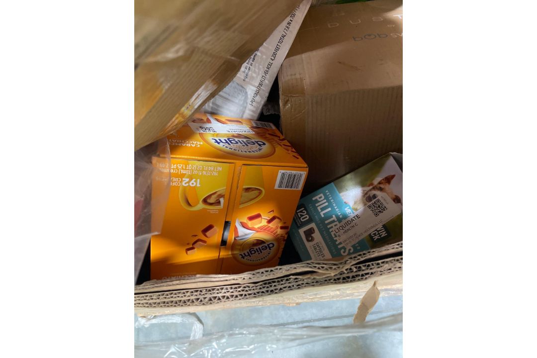 big box store in box: bounter, Coffee creamer, Dog treats, suitcase, towels, Cups, plates, wagon, an - Image 3 of 8