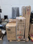 Seville Classics Mobile trash, Brute garbage cans, Rug, Multiple luggage sets, Avalon Water cooler,