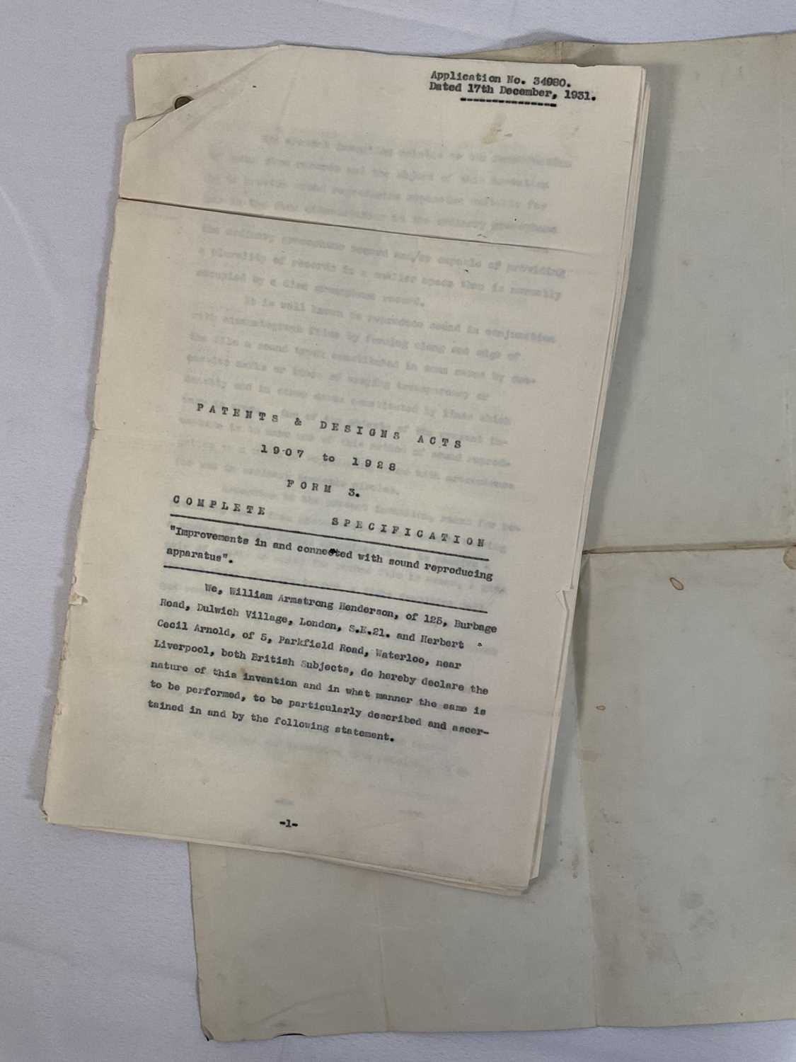A collection of patents and related documents about the invention of improved sound recording - Image 6 of 12