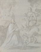 C. CIGNANI (1628-1719) Umkreis, Marienerscheinung, Federzeichnung Rokoko