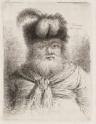 SCHMIDT (*1712) nach REMBRANDT (*1606), Bärtiger Mann mit Pelzmütze, Rad.