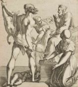 Nach RAFFAEL (*1483), Urteil des Salomon, Biblische Szene,  1690, Rad. Barock