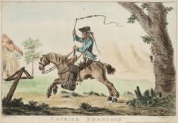 BRETHERTON (18.Jhd) nach BUNBURY (*1750), Karikatur, Französischer Kurier, Rad.