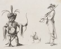 Unbekannt (18.Jhd), Orientale, Soldat, Kavallerist. 3 Figuren, Rad. Barock