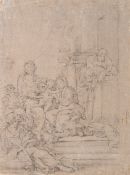 Unbekannt (16.Jhd), Heilige Familie und Johannes, um 1575, Feder Renaissance