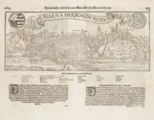 S. MÜNSTER (1488-1552), Ansicht von Meißen,  1558, Holzschnitt Renaissance