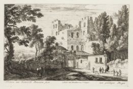 H. SWANEVELT (*1600), Boulespieler am Stadttor, Rad. Barock Architektur