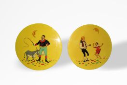 Two wooden-formica plates, 1950-1960