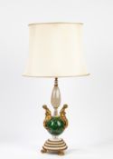 Gilt bronze mounted Empire-style rock crystal and malachite table lamp 19th century