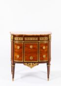 Fruitwood, amaranth and sycamore veneered and inlaid small commode , stamped F. Reizell France, late
