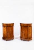 Pair of Empire half-moon walnut briar veneered sideboards