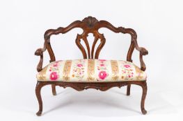 A carved walnut small sofa Venice, circa 1760