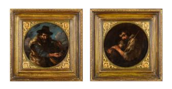 Bernhard Keilhau, detto MonsÂ Bernardo - Dipinti / Farmer with wicker basket and Shepherd with stic