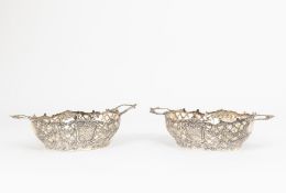 Pair of silver double-handle baskets. Germany, late 19th century