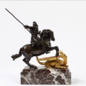 Workshop of Francesco Fanelli, 17th century. Bronze group depicting St. George and the dragon